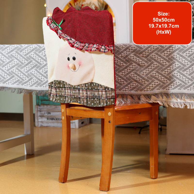 Christmas Chair Covers Decorations Cartoon Santa Dining Ornaments Festive Party Home Decor