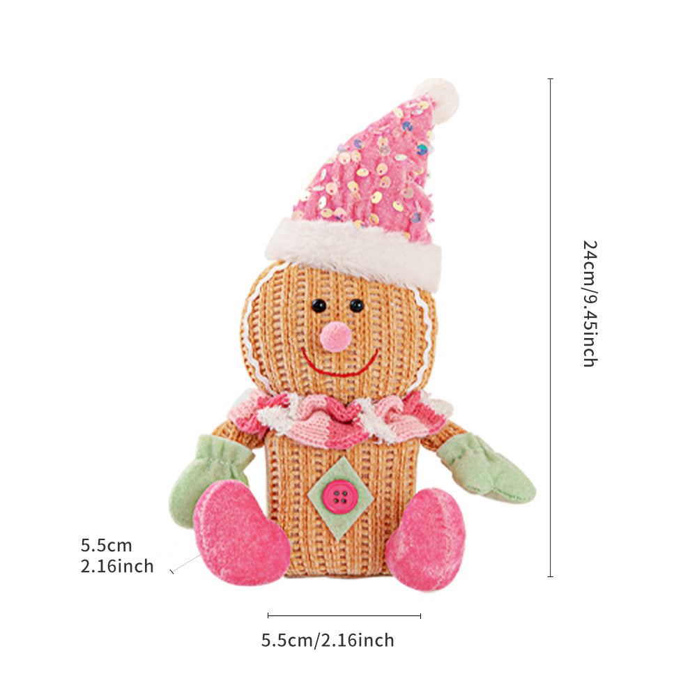 Christmas Decorations LED Gingerbread Man Ornaments Pink Gingerman Doll Xmas Gifts Home Table Decoration