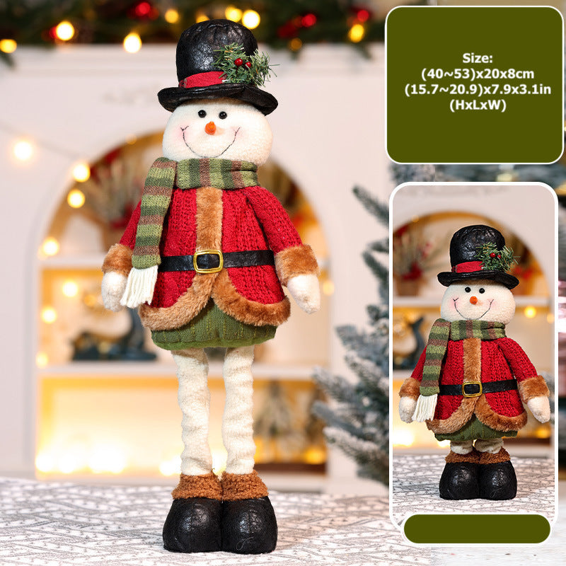 Christmas Retro Plaid Plush Doll Knitted Telescope Santa Snowman Ornaments Holiday Gift Window Home Decor