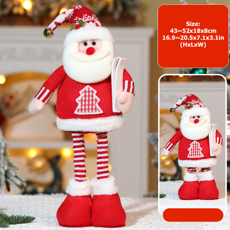 Christmas Cartoon Telescope Doll Knitted Santa Heart Snowman Ornaments Deer Decorations Xmas Gift Window Home Decor