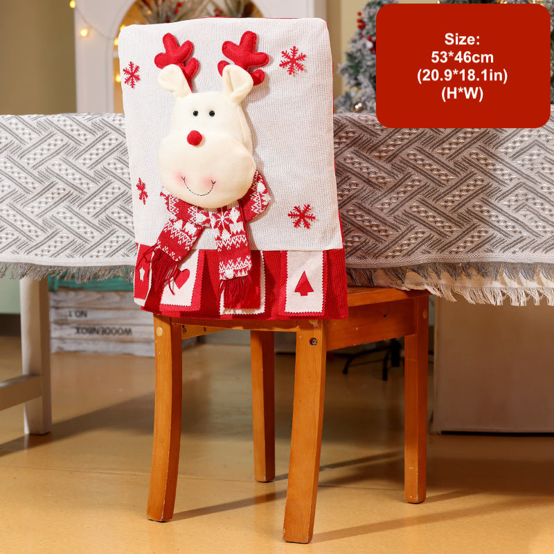 Cartoon Knitted Chair Covers Christmas Decorations Dinning Room Ornaments Holiday Home Decor