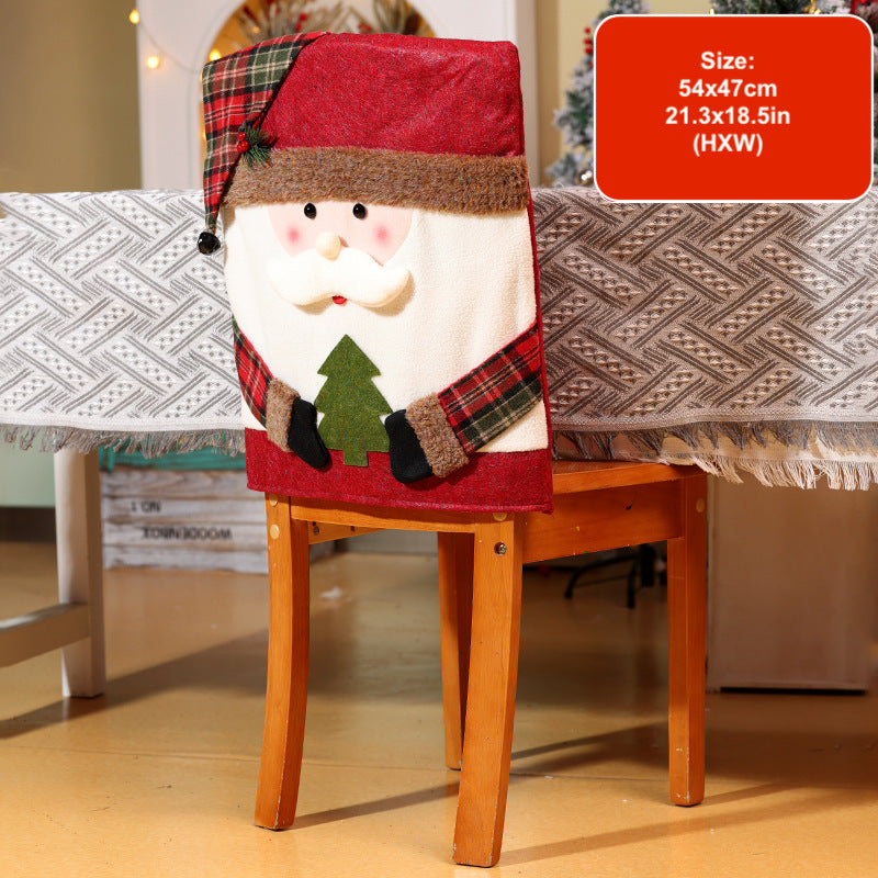 Christmas Chair Covers Decorations Hotel Dinning Room Home Decor Santa Snowman Ornaments