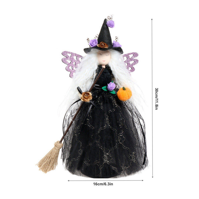 Halloween Decorations Witch Wings Doll Ornaments Butterfly Elf Tree Topper Holiday Party Home Decor Gifts