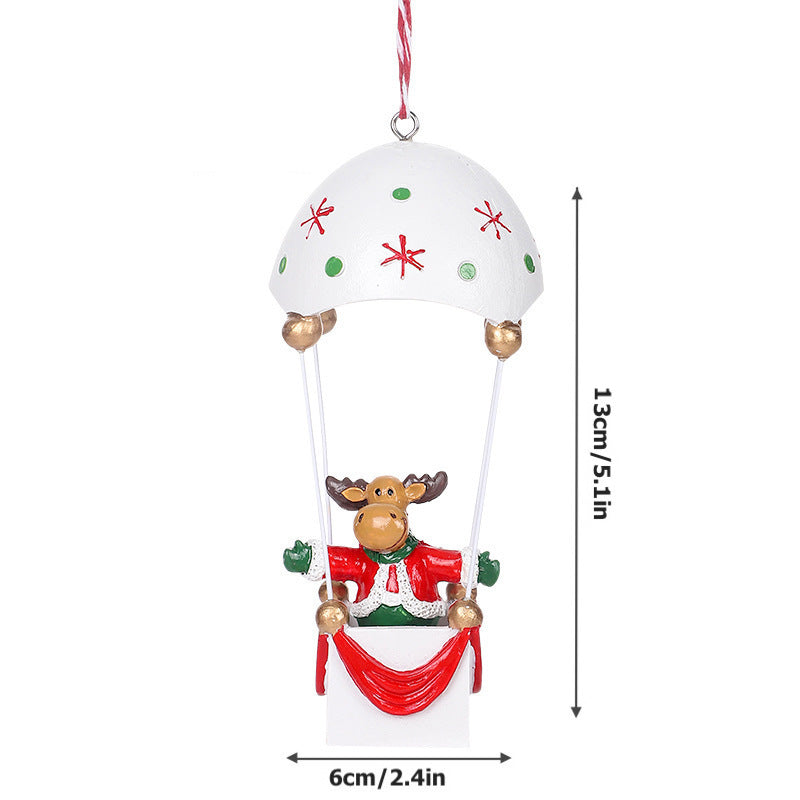 Christmas Parachute Decorations Xmas Tree Pendant Resign Santa Snowman Ornament Home Desktop Decor