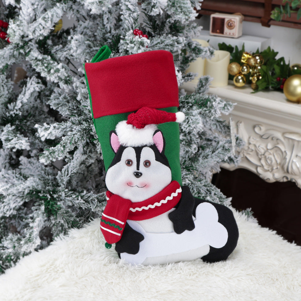 3D Cartoon Christmas Stocking Dog and Cat Large Gift Bag Xmas Tree Hanging Ornaments 18"