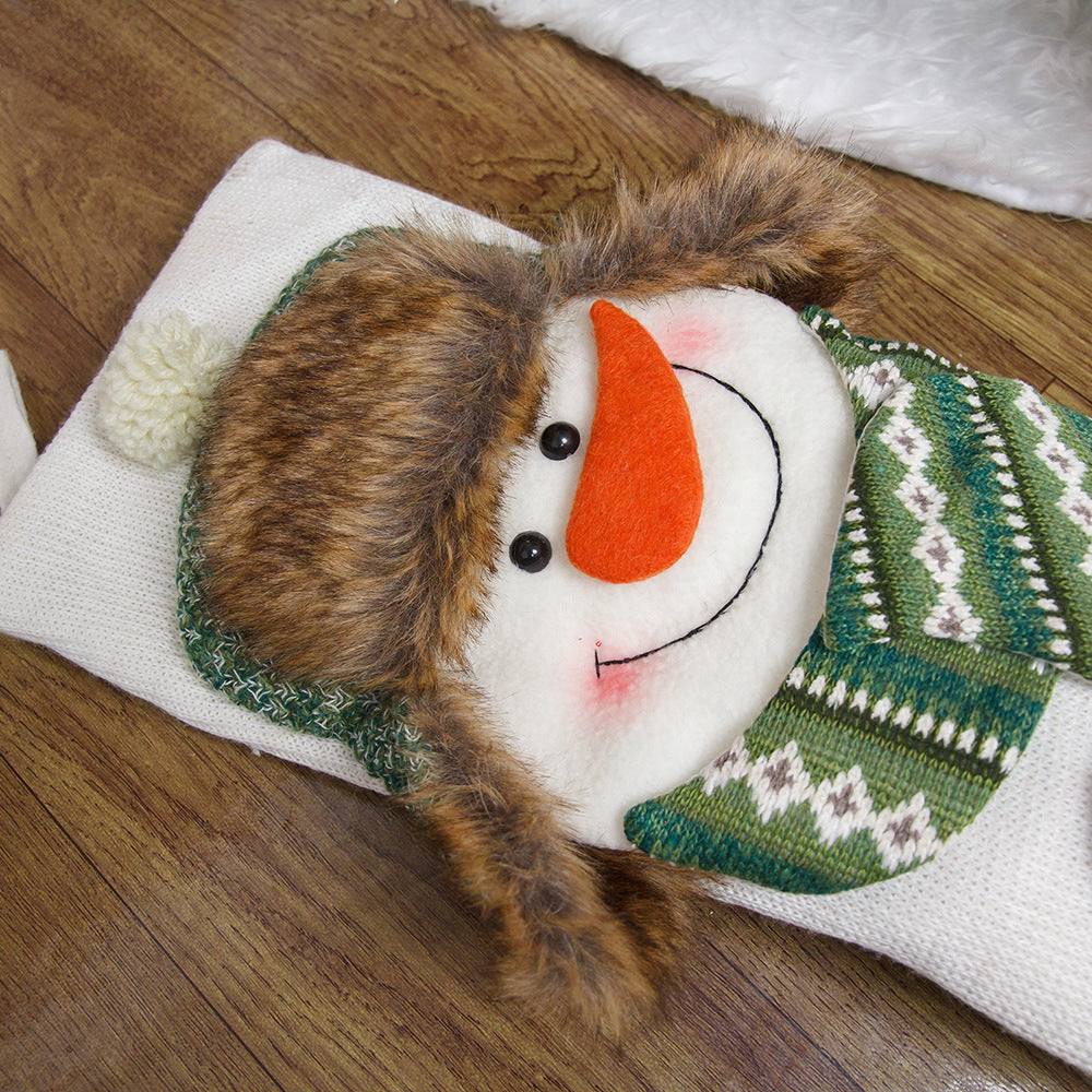 Christmas Decorations Candy Bag Green Knitted Christmas Stockings Gift Bag