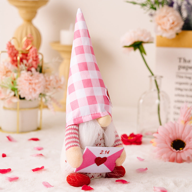 Pink Valentine's Day Doll Decorations Couple Gnome Tabletop Ornaments Gifts Holiday Home Decor