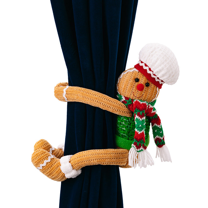 Christmas Decorations Gingerbread Man Curtain Buckle Chef Hat Window Curtain Hanging Ornaments Home Hotel Decor