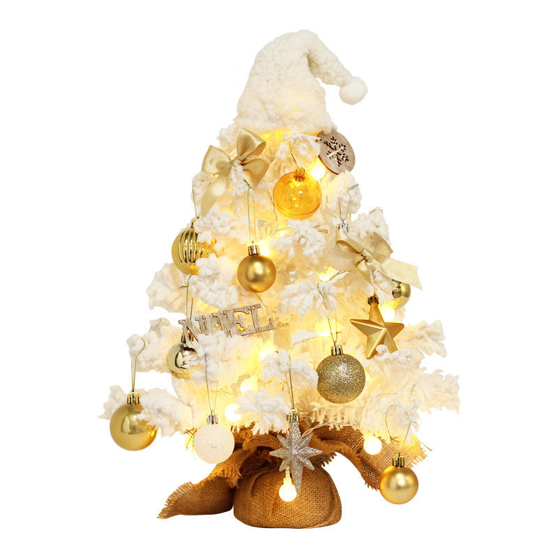 LED Mini Christmas Tree White Flocking Xmas Tree Christmas Decorations Tabletop Ornament Home Decor