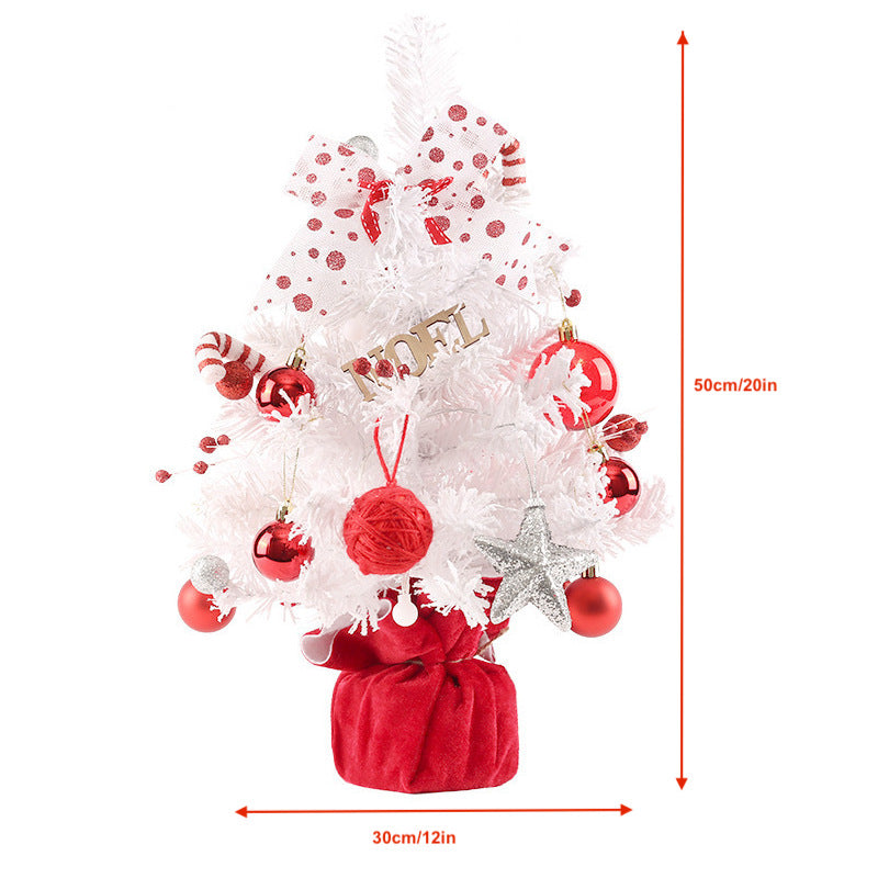 Mini Christmas Tree Tabletop Rotating Music Box Xmas Tree Christmas Decoration Red White Ornaments 50cm 20in