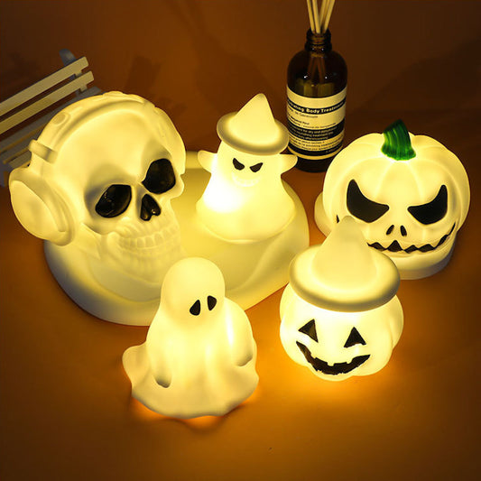 2Pack Halloween LED Night Lamp Ghost Pumpkin Candle Light Ornaments Room Pub Table Decoration