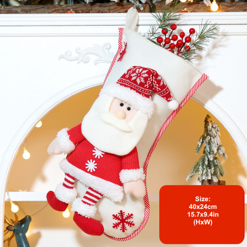 3D Cartoon Christmas Stockings Decorations Santa Snowman Gift Bag Xmas Tree Hanging Ornament Holiday Party Candy Bags