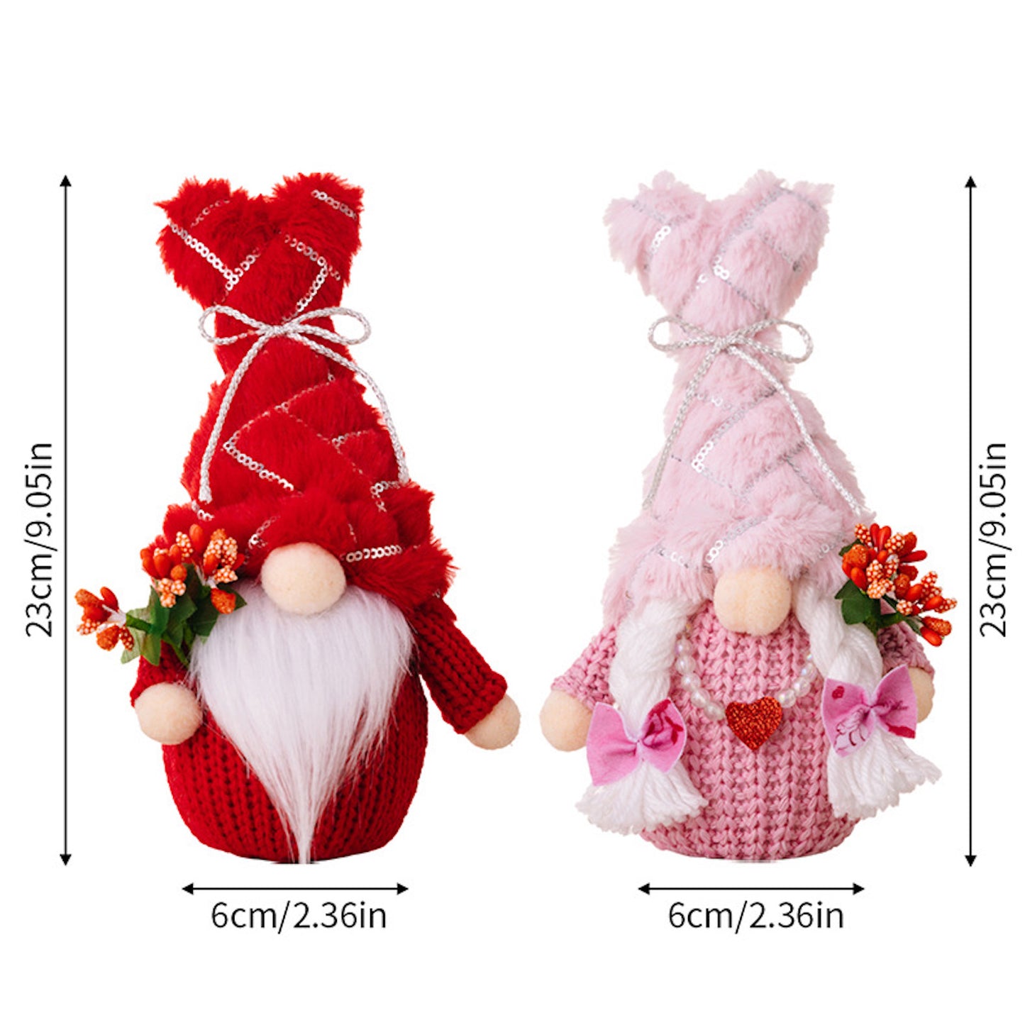 LED Heart Doll for Valentine‘s Day Decorations Sequin Plush Couple Dolls Ornaments Mother's Day
