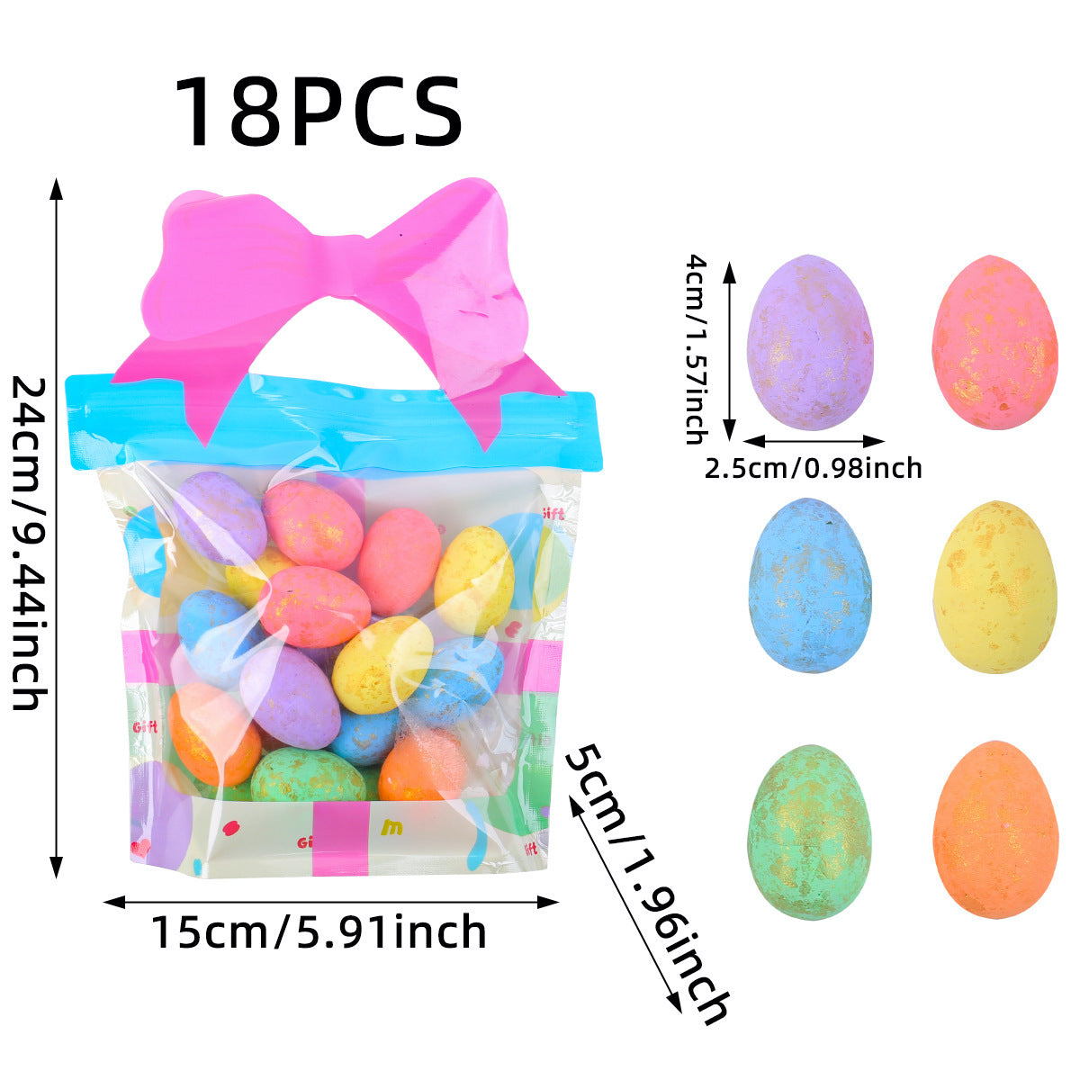 18PCS Foam Easter Eggs Holiday Party Decorations Artificial Spot Egg Gift Bag