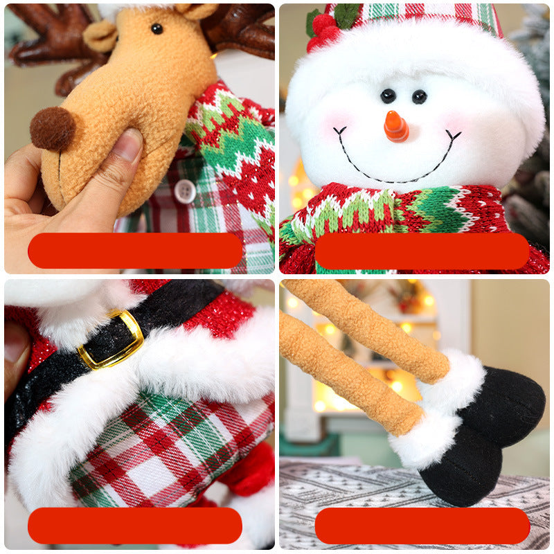 Christmas Telescope Doll Ornaments Stripe Plaid Snowman Santa Decorations Holiday Window Decoration Gift