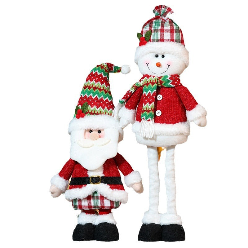 Christmas Telescope Doll Ornaments Stripe Plaid Snowman Santa Decorations Holiday Window Decoration Gift