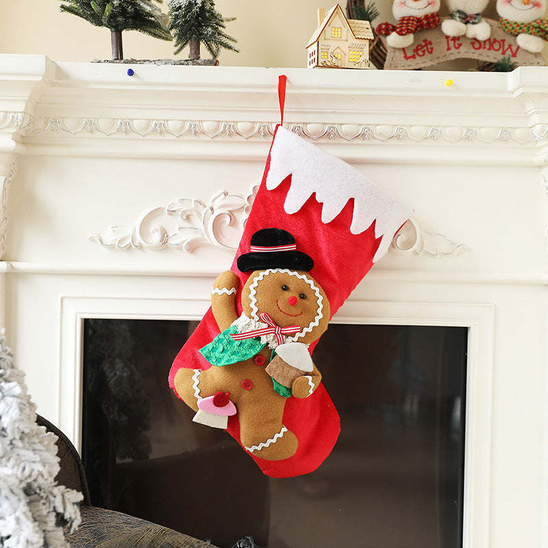 Christmas Stocking Decorations Cute Gingerbread Man Gift Bag Xmas Tree Hanging Ornaments Ginger Man Candy Bag Pendants Decor