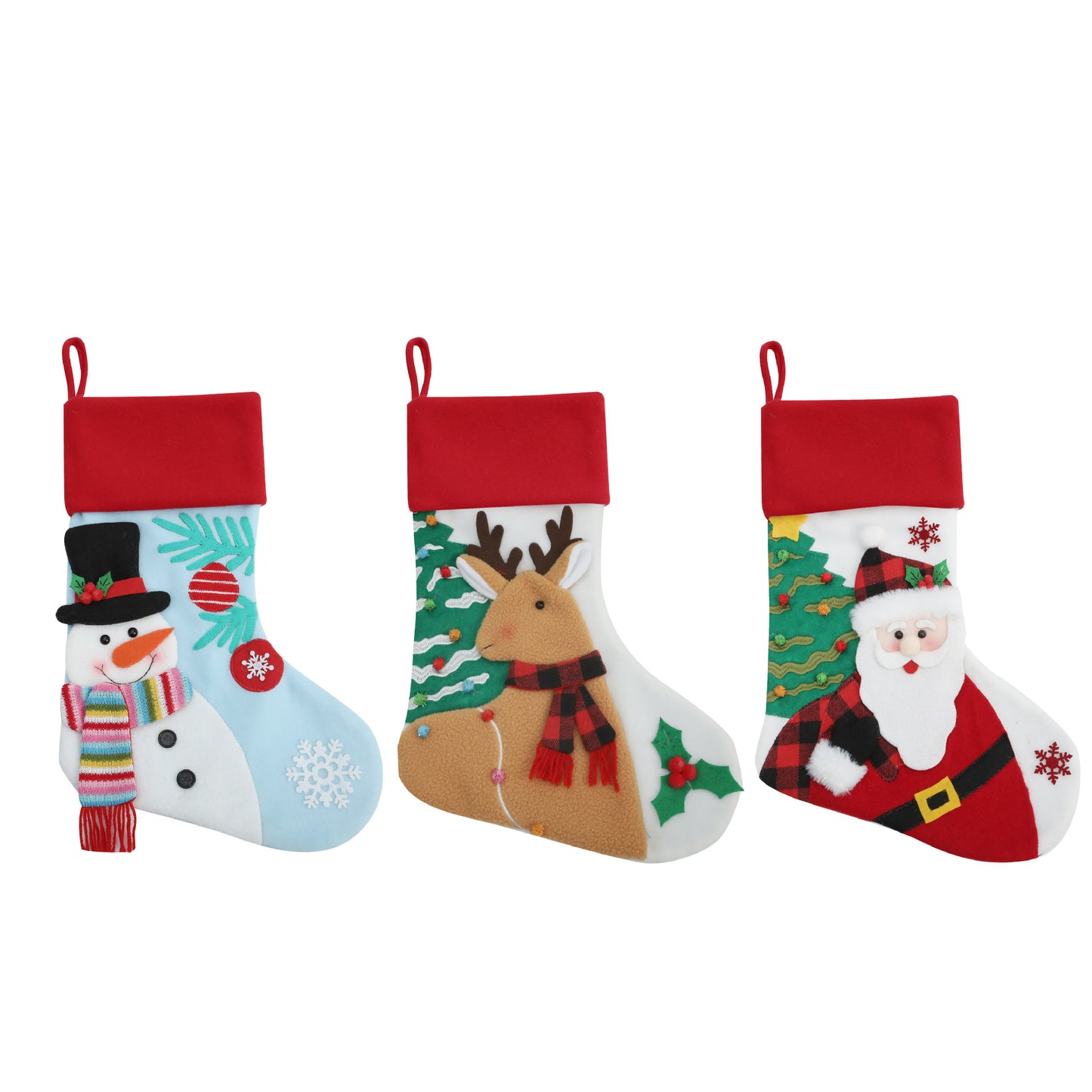 Cartoon Christmas Stocking Santa Clause Gift Bag Snowman Hanging Ornament Xmas Tree Pendant Decorations