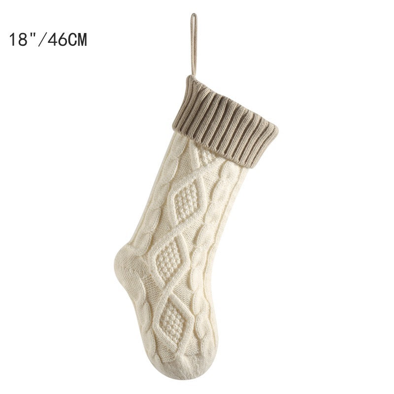 18in Large Christmas Gift Bag Decorations Knitted Two-sided Diamond Christmas Stocking Home Fireplace Xmas Tree Ornaments