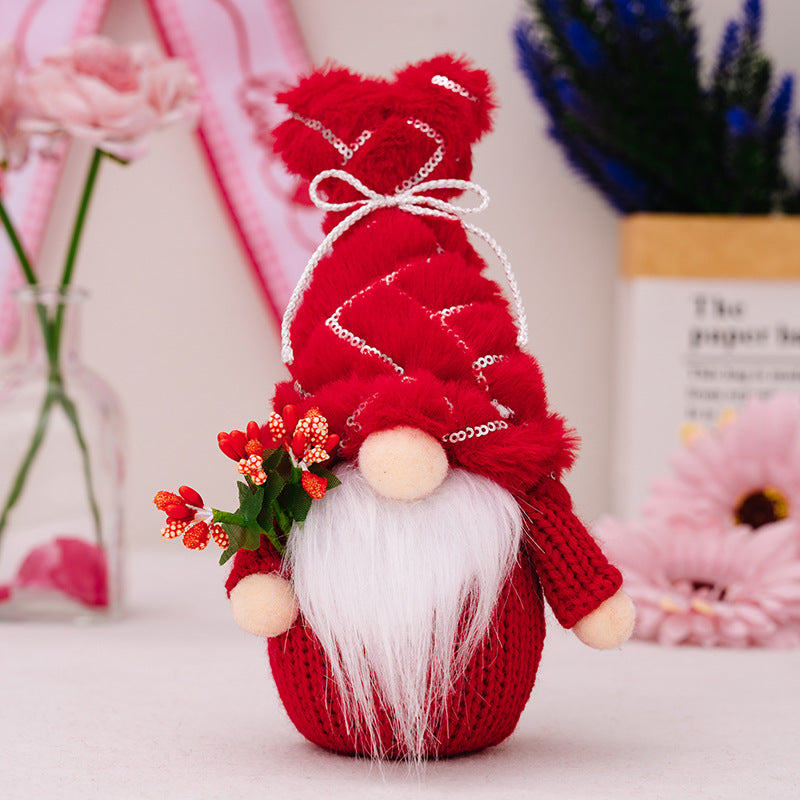 LED Heart Doll for Valentine‘s Day Decorations Sequin Plush Couple Dolls Ornaments Mother's Day