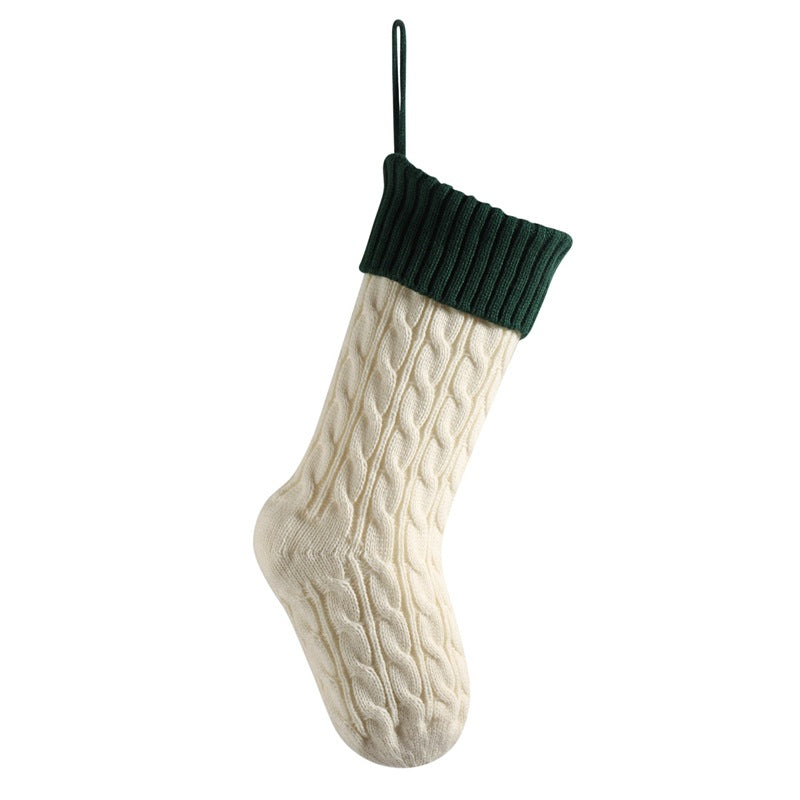 Knitted Twist Christmas Stocking Large Gift Bag Home Decorations Xmas Tree Fireplace Hanging Ornament Candy Bag