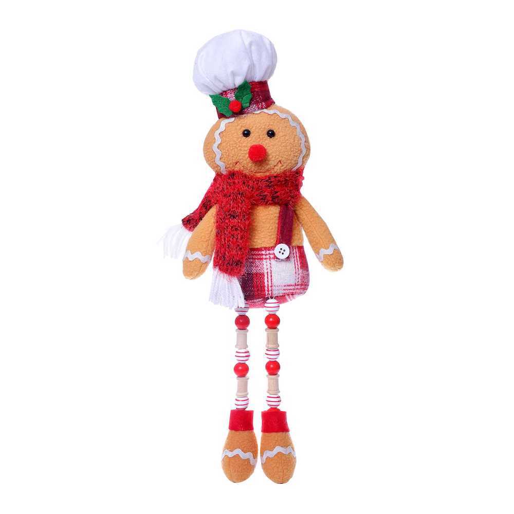 Christmas Decorations Gingerbread Man Doll Ornaments Wooden Beads Longlegs Gingerman Gnome Toy Xmas Gift
