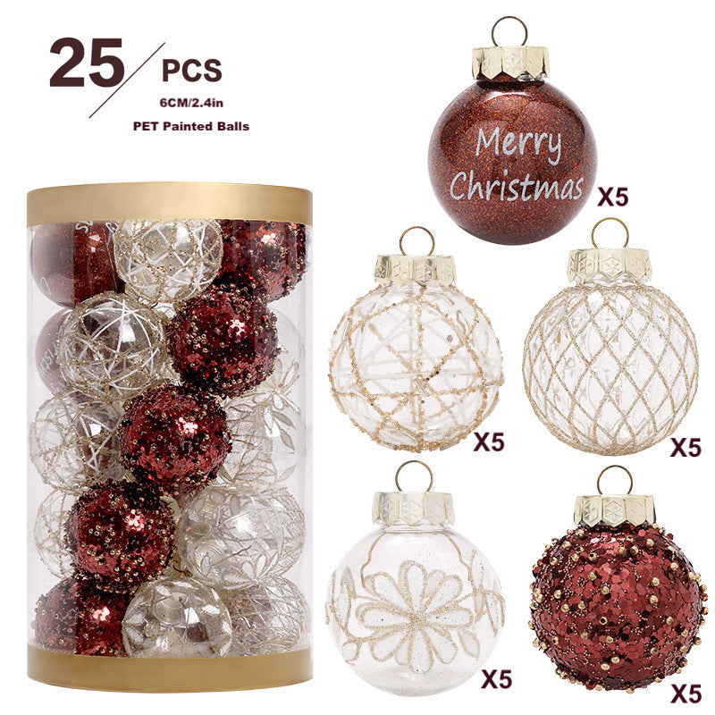 Christmas Decorations 6cm/2.4in Christmas Balls for Tree Hanging Ornaments Glitter Coffee Baubles Home Party Decor