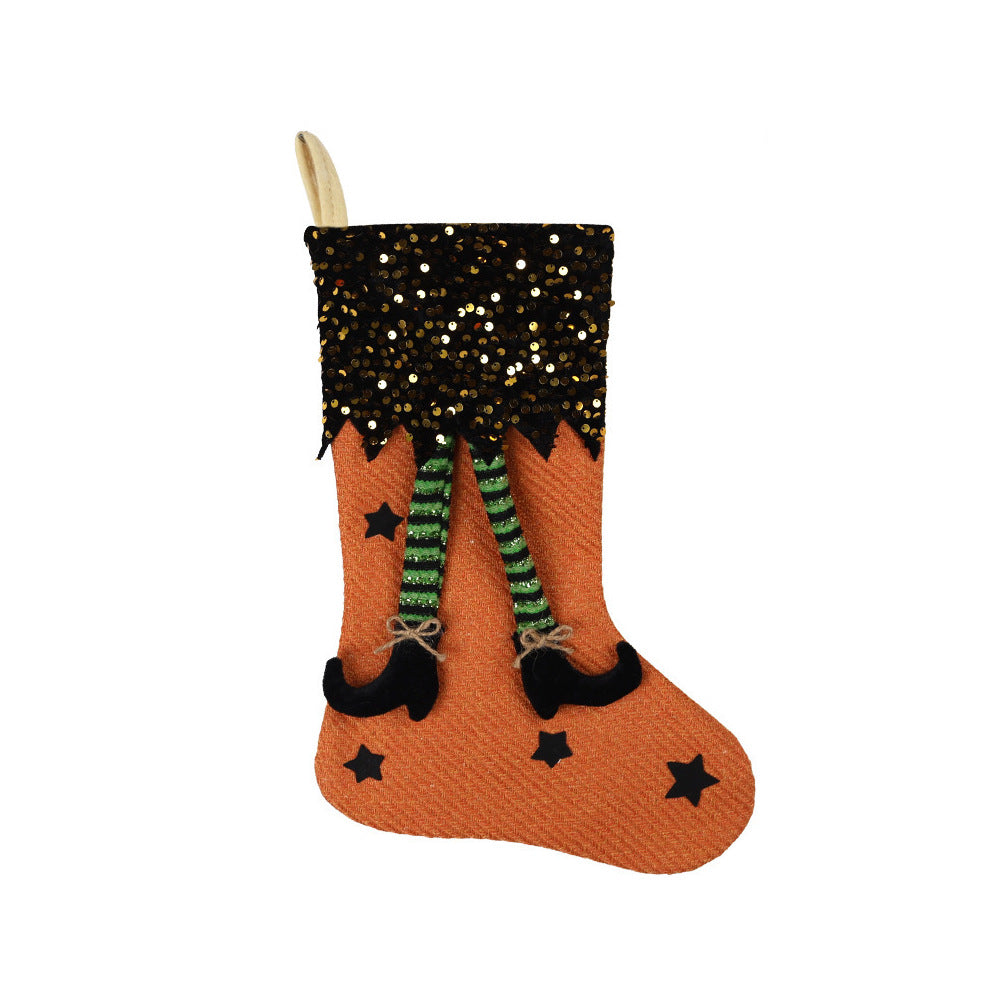 Halloween Decorations Sequin Long Leg Stocking Large Gift Bag Hanging Ornaments for Party Home Decor