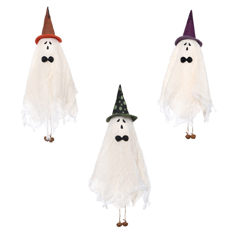 Halloween Decorations White Ghost Wind Bell Hanging Ornaments Witch Hanger Decorative Pendant Holiday Home Party Decoration Props