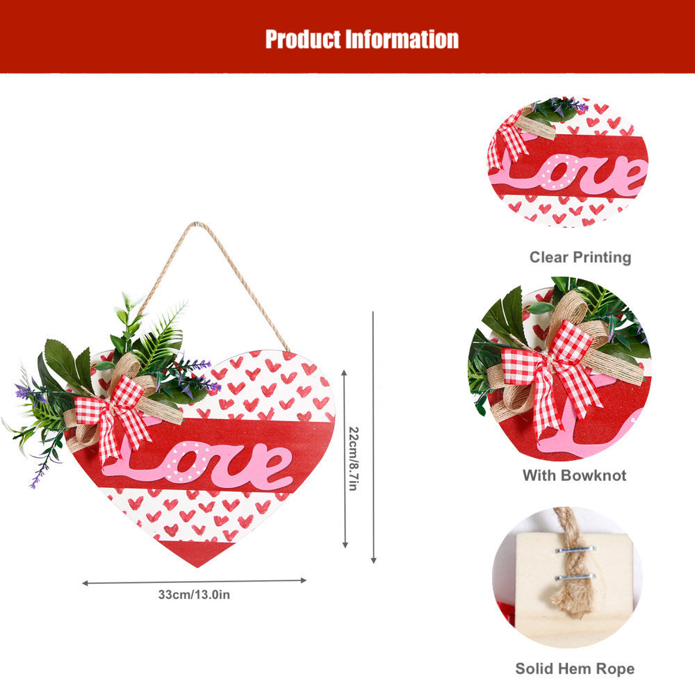Wooden Sign Heart-shaped Hanging Decorations Wedding Engagement Anniversary Ornaments Home Decor