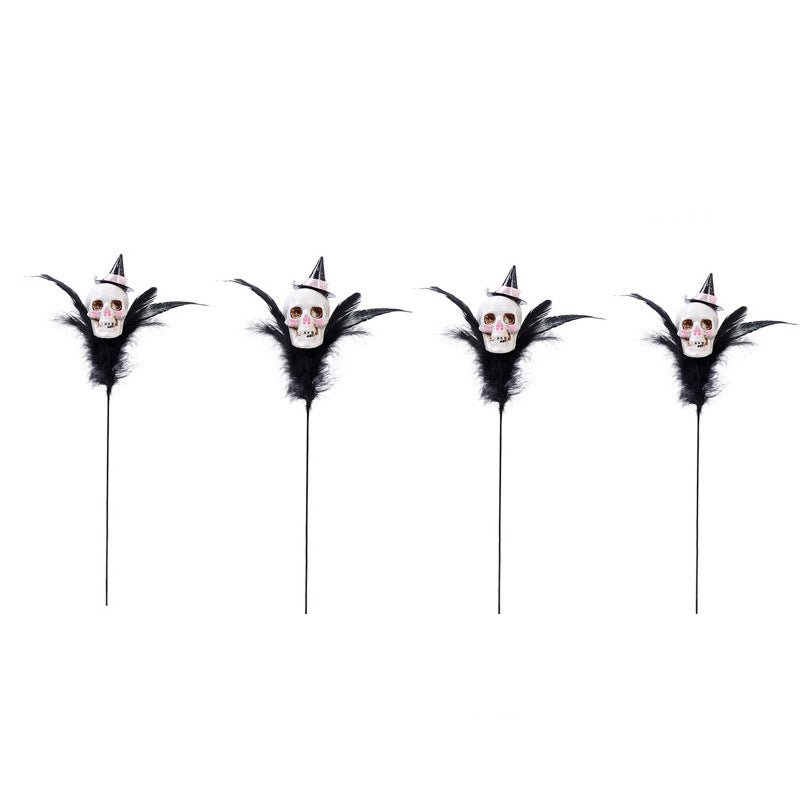 Halloween Decorations Skull Feather Branch DIY Pumpkin Bouquet Holiday Party Ornament Holiday Decor