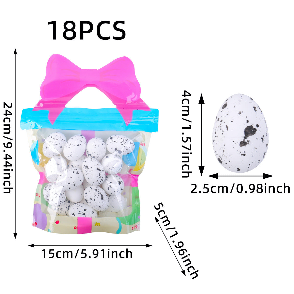 18PCS Foam Easter Eggs Holiday Party Decorations Artificial Spot Egg Gift Bag