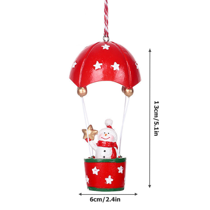Christmas Parachute Decorations Xmas Tree Pendant Resign Santa Snowman Ornament Home Desktop Decor