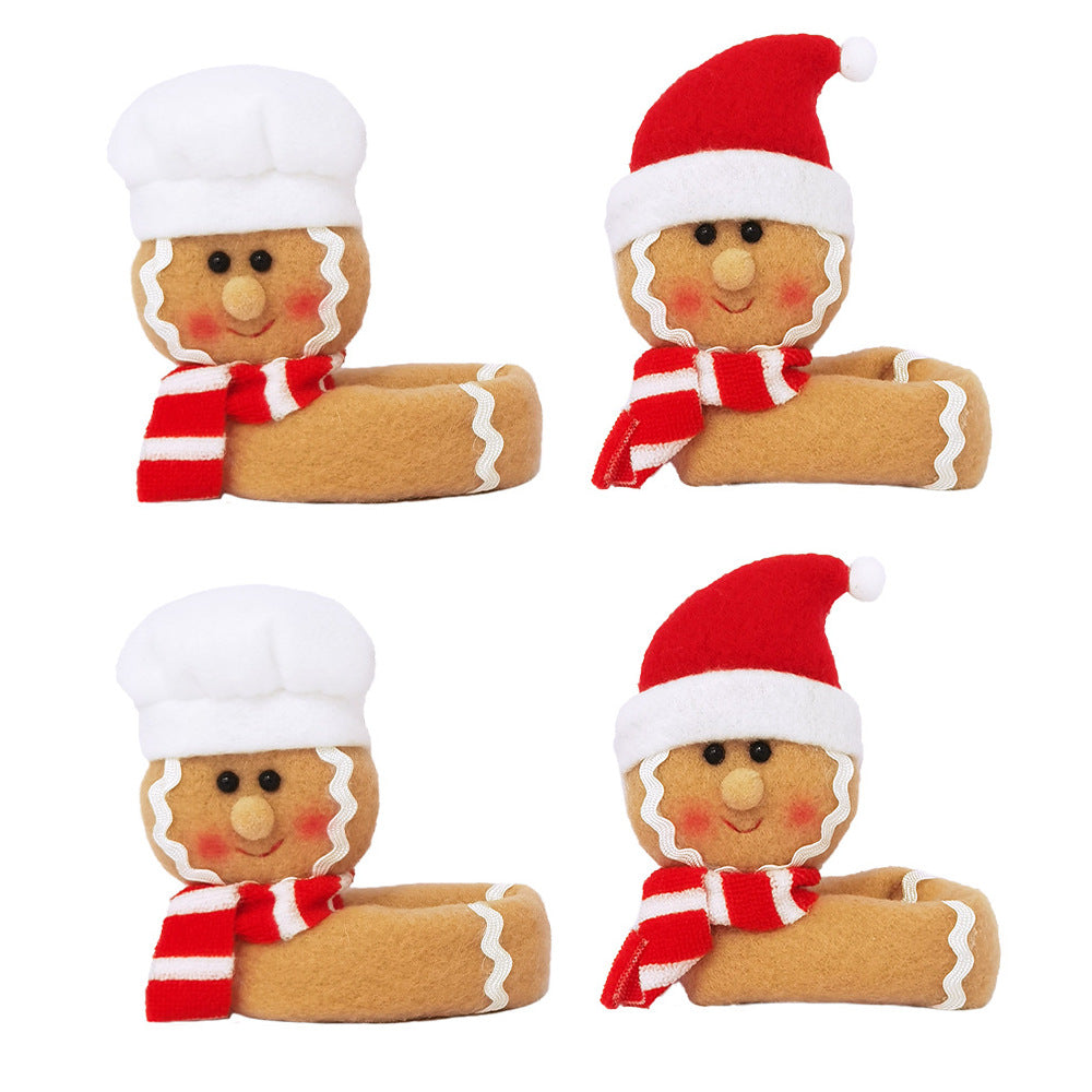 2/4PCS Cute Gingerbread Man Wine Cup Hug Christmas Decorations Lint Gingerman Bottle Covers Window Ornaments Festive Party Home Decor