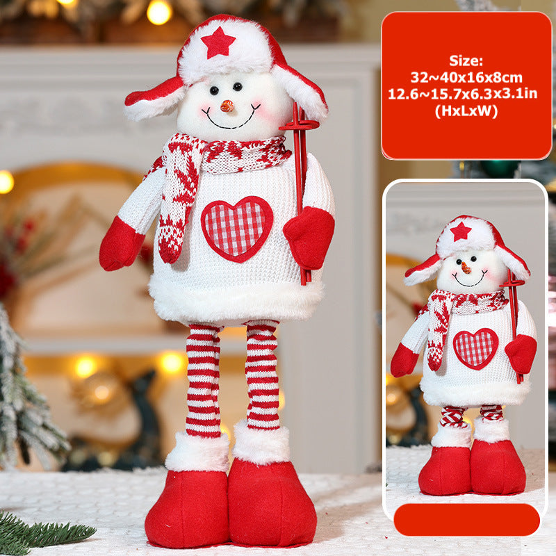 Christmas Cartoon Telescope Doll Knitted Santa Heart Snowman Ornaments Deer Decorations Xmas Gift Window Home Decor