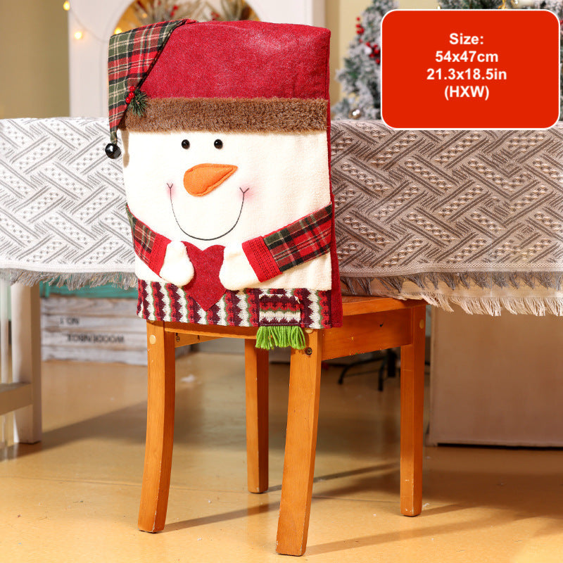 Christmas Chair Covers Decorations Hotel Dinning Room Home Decor Santa Snowman Ornaments