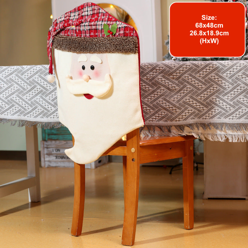 Christmas Chair Covers Decorations Cartoon Santa Dining Ornaments Festive Party Home Decor