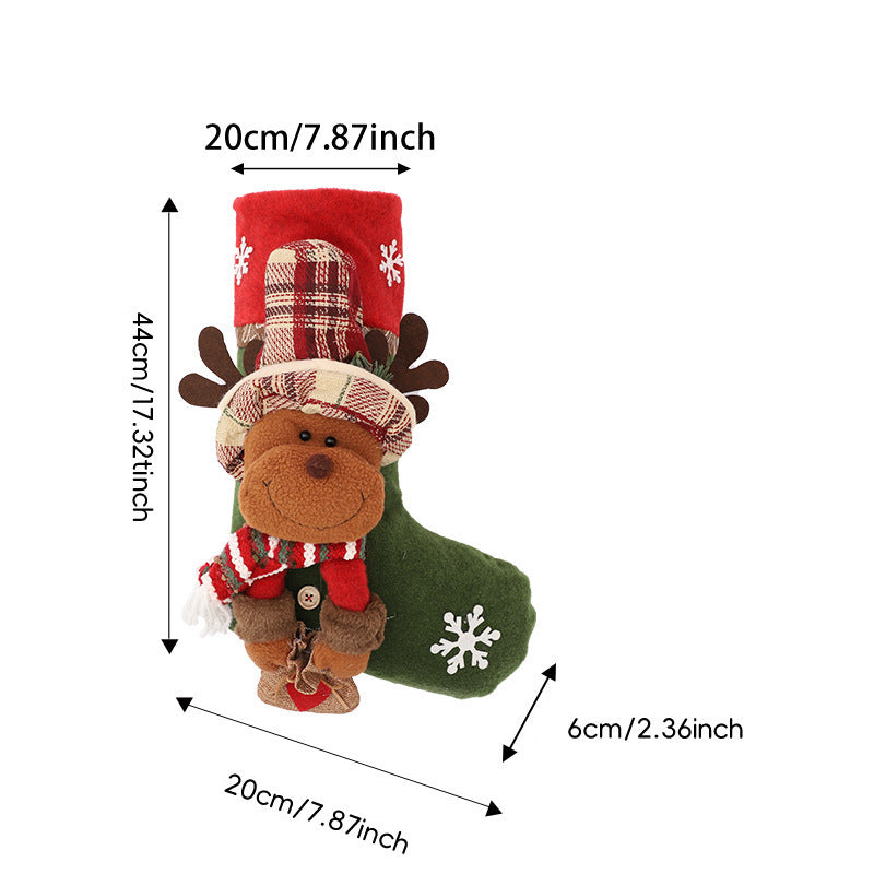 Christmas Stocking Decorations Santa Doll Candy Bag Hanging Ornament Snowman Gift Bag Xmas Tree Fireplace Pendant Holiday Decoration