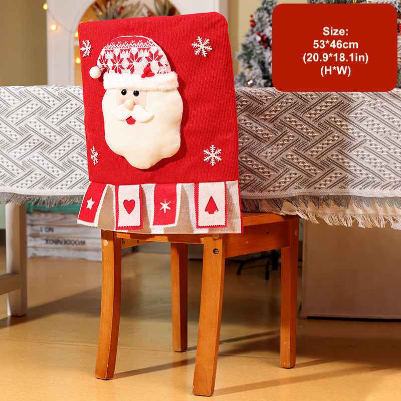 Cartoon Knitted Chair Covers Christmas Decorations Dinning Room Ornaments Holiday Home Decor