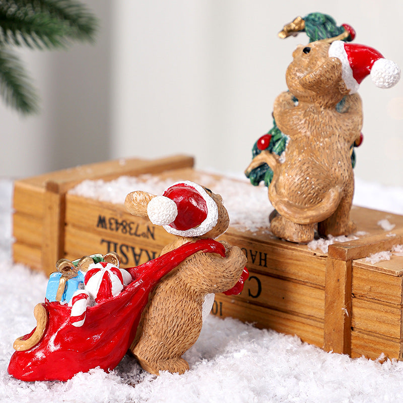 Christmas Decorations Cute Mouse Resign Ornament Desktop Decoration Xmas Gift Holiday Party Home Decor