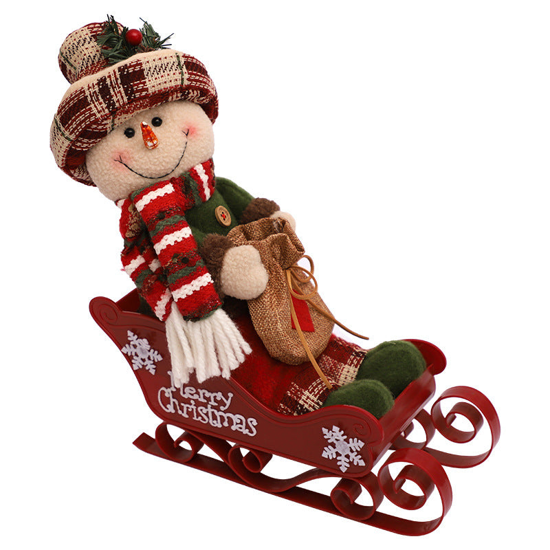 Christmas Decorations Sleigh Santa Snowman Doll Ornaments Xmas Home Decor Gifts