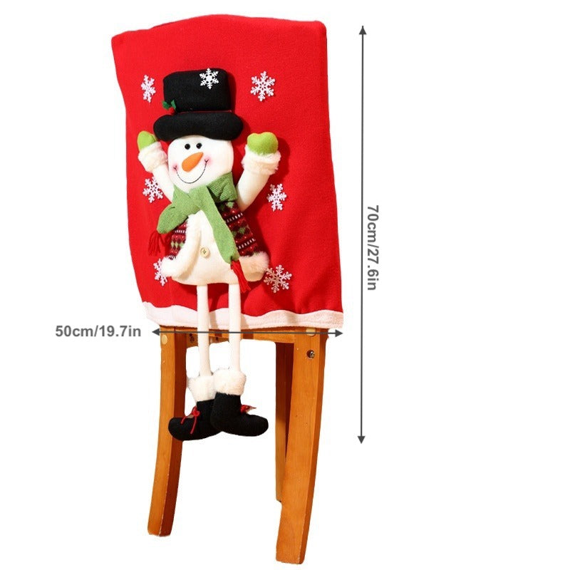 Christmas Chair Cover Longlegs Santa Snowman Ornaments Xmas Hotel Dinning Room Decoration