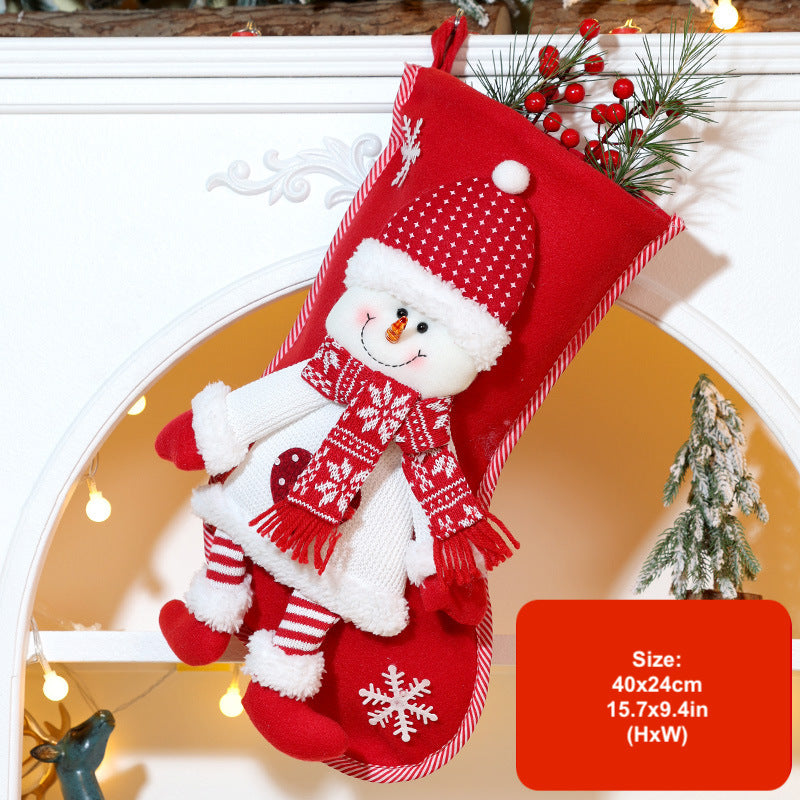 3D Cartoon Christmas Stockings Decorations Santa Snowman Gift Bag Xmas Tree Hanging Ornament Holiday Party Candy Bags