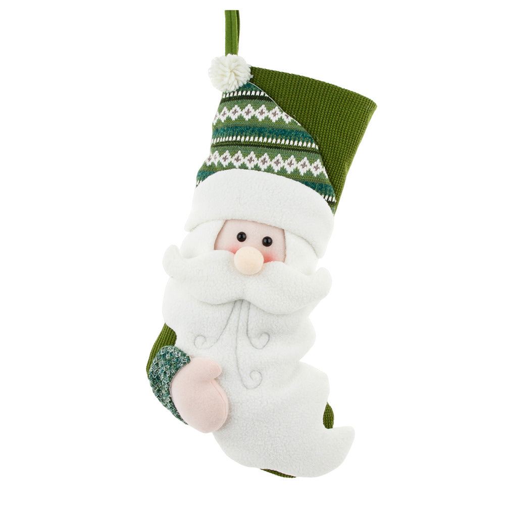Christmas Decorations Candy Bag Green Knitted Christmas Stockings Gift Bag