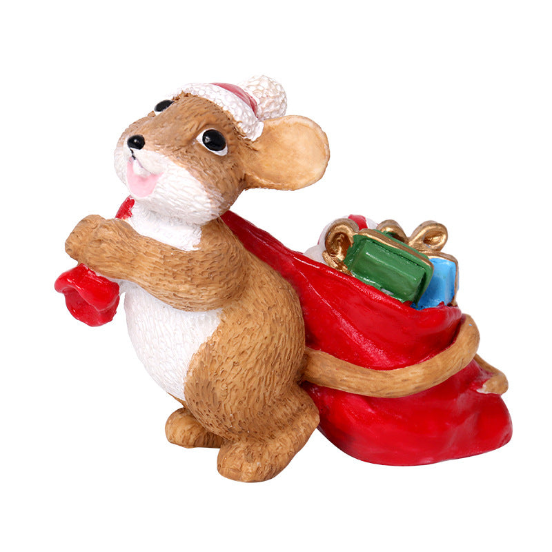 Christmas Decorations Cute Mouse Resign Ornament Desktop Decoration Xmas Gift Holiday Party Home Decor