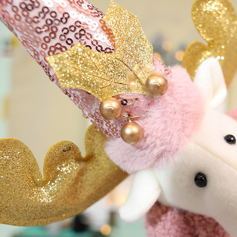 Christmas Decorations Pink Snowman Doll Telescope Santa Clause Ornaments Xmas Deer Window Decor Gift