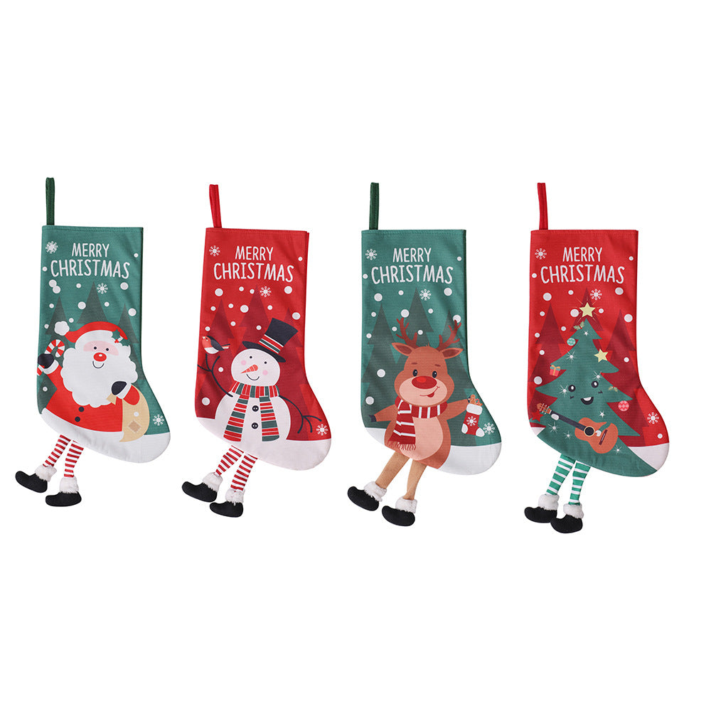Christmas Stocking Cartoon Printing Gift Bag Santa Showman Xmas Tree Hanging Ornaments