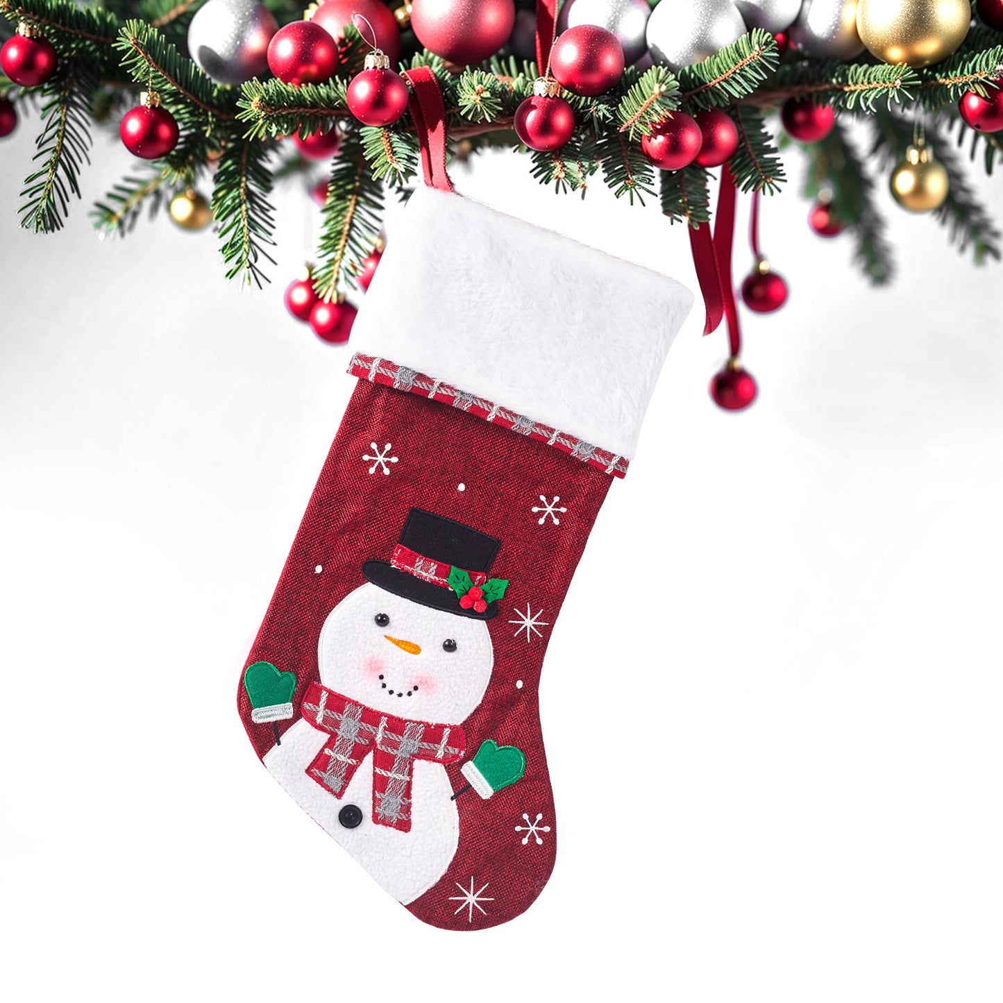 Embroider Christmas Stocking Xmas Tree Fireplace Hanging Ornaments Large Gift Bag Wreath Door Decorations