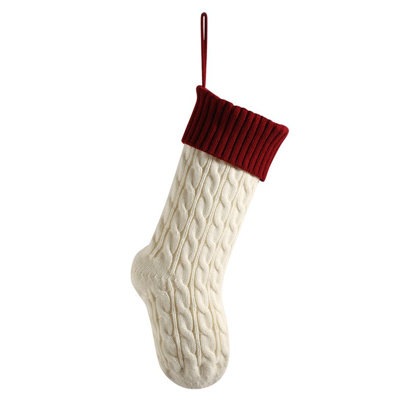 Knitted Twist Christmas Stocking Large Gift Bag Home Decorations Xmas Tree Fireplace Hanging Ornament Candy Bag