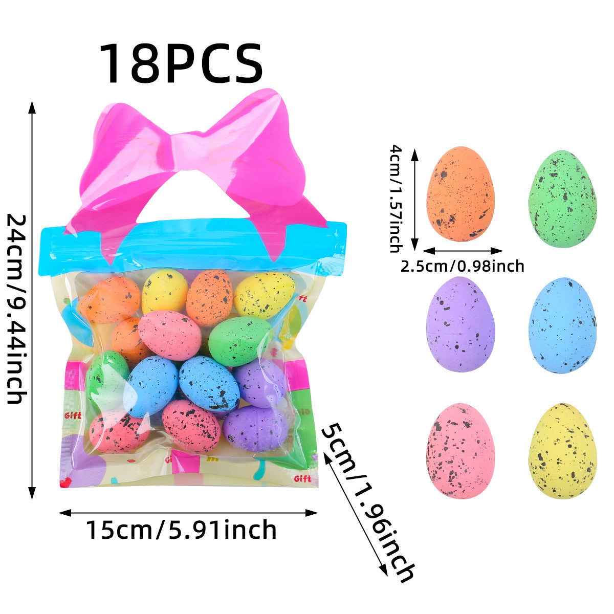 18PCS Foam Easter Eggs Holiday Party Decorations Artificial Spot Egg Gift Bag
